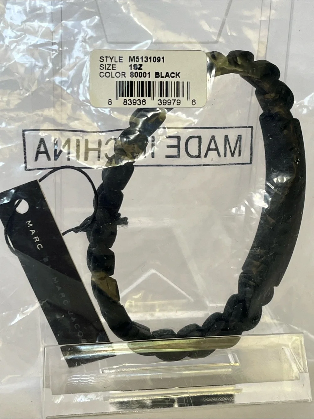 Marc Jacobs Standard Supply Black Rubber Chain Link Stretch Bracelet